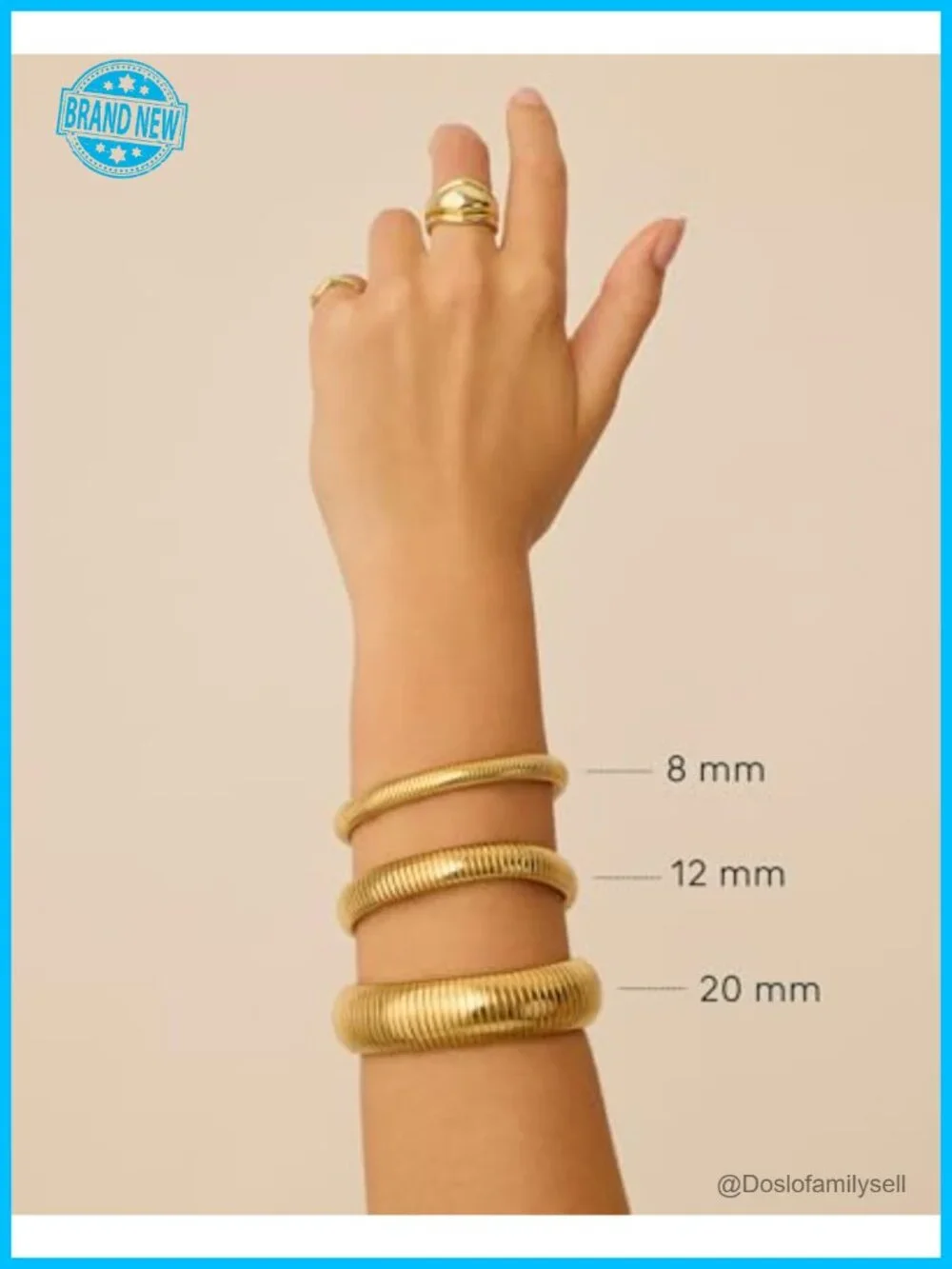 14K Gold Plated Waterproof Flexible Stretch Chunky Bangle for Women